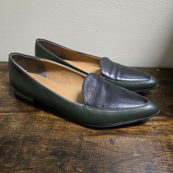 Everlane The Modern Point Black Green Italian Leather Women's Loafers Sz 8.5 - Picture 2 of 8